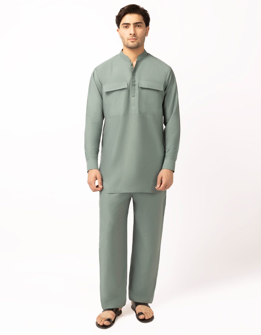 green-casual-short-kurta-trousers-jjshkpa47700
