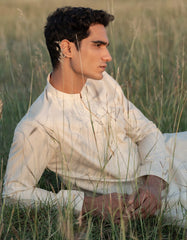 CREAM BLENDED KURTA TROUSER | JJKP-W-50017