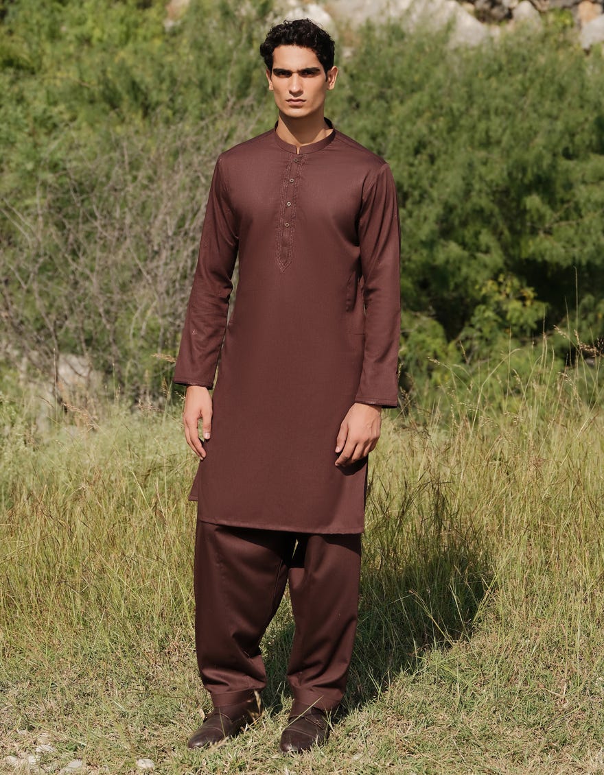 BROWN BLENDED KAMEEZ SHALWAR | JJKS-A-50019