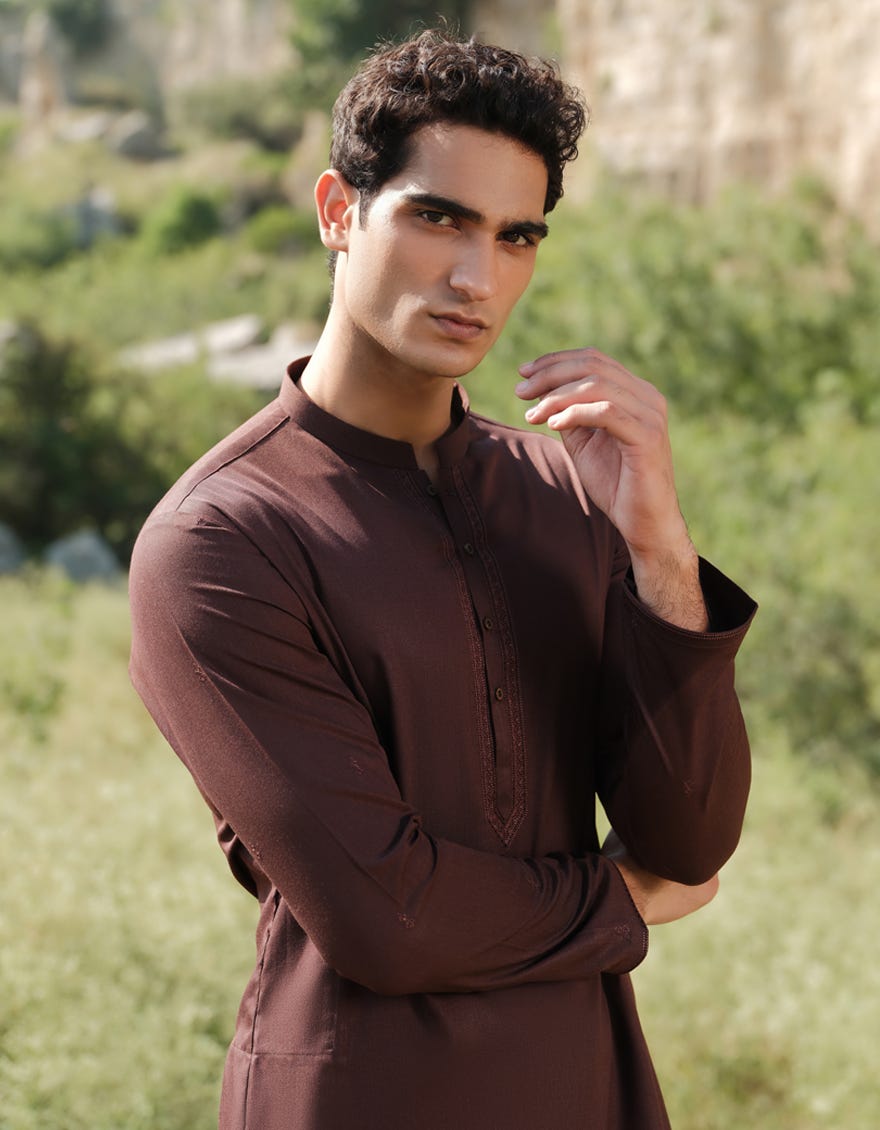 BROWN BLENDED KAMEEZ SHALWAR | JJKS-A-50019