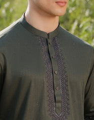 DARK GREEN BLENDED KAMEEZ SHALWAR | JJKS-A-50039