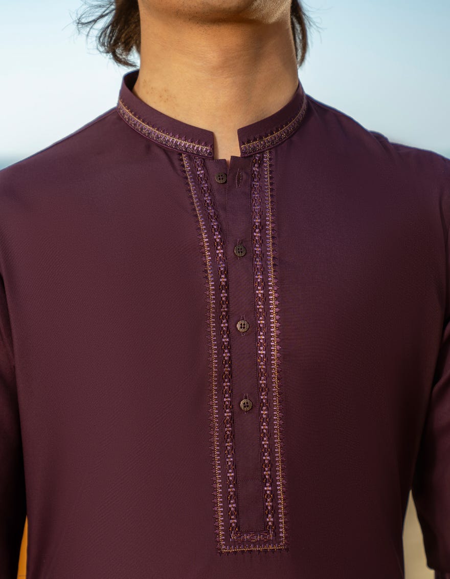 DARK PURPLE BLENDED KAMEEZ SHALWAR | JTKS-A-50049