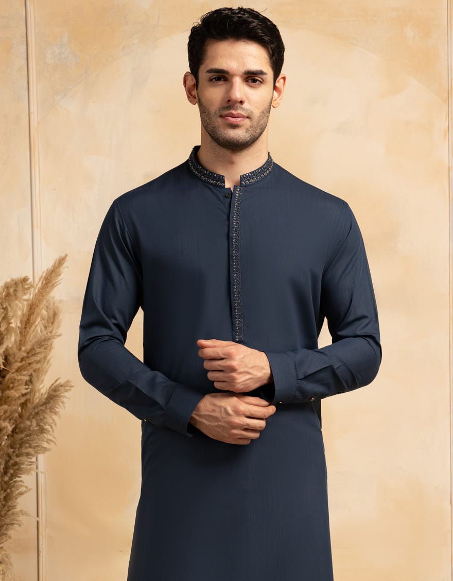 DEEP BLUE BLENDED FORMAL KAMEEZ SHALWAR