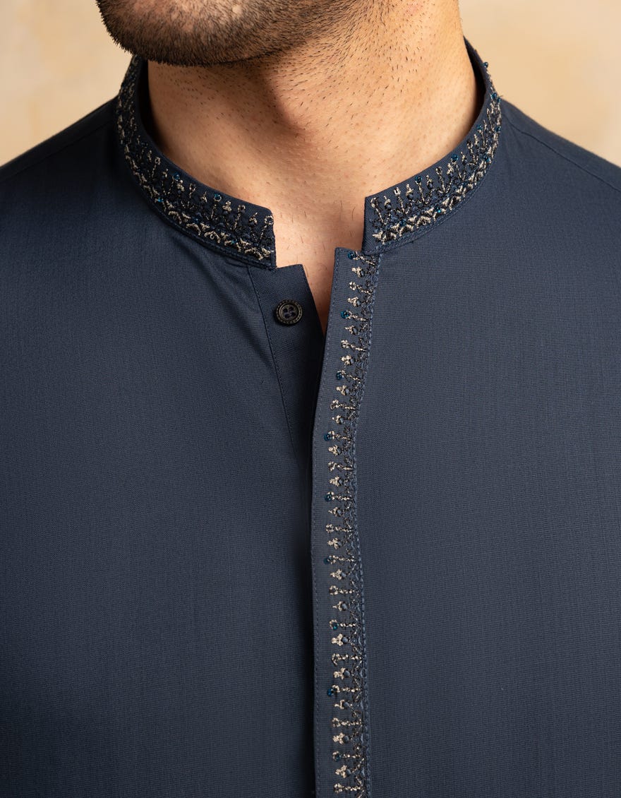 DEEP BLUE BLENDED FORMAL KAMEEZ SHALWAR