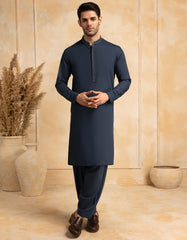 DEEP BLUE BLENDED FORMAL KAMEEZ SHALWAR