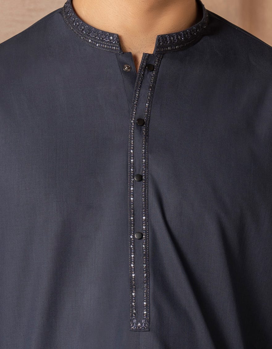 NAVY BLUE BLENDED FORMAL KURTA TROUSER