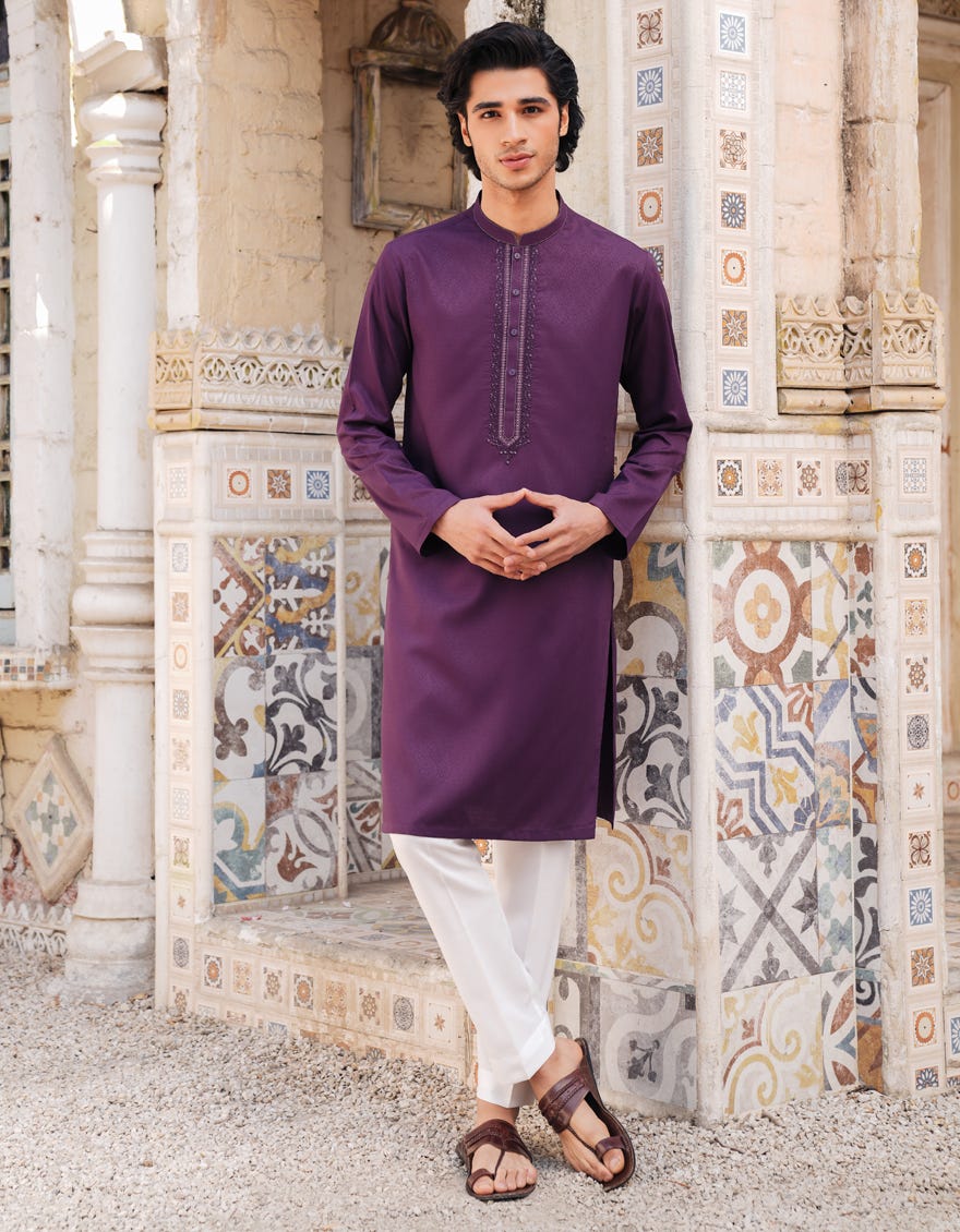 DARK PURPLE BLENDED FORMAL KURTA