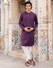 DARK PURPLE BLENDED FORMAL KURTA