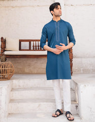 PEACOCK BLUE BLENDED FORMAL KURTA