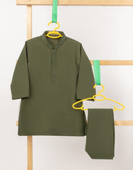 GREEN BLENDED SEMI-FORMAL KAMEEZ SHALWAR