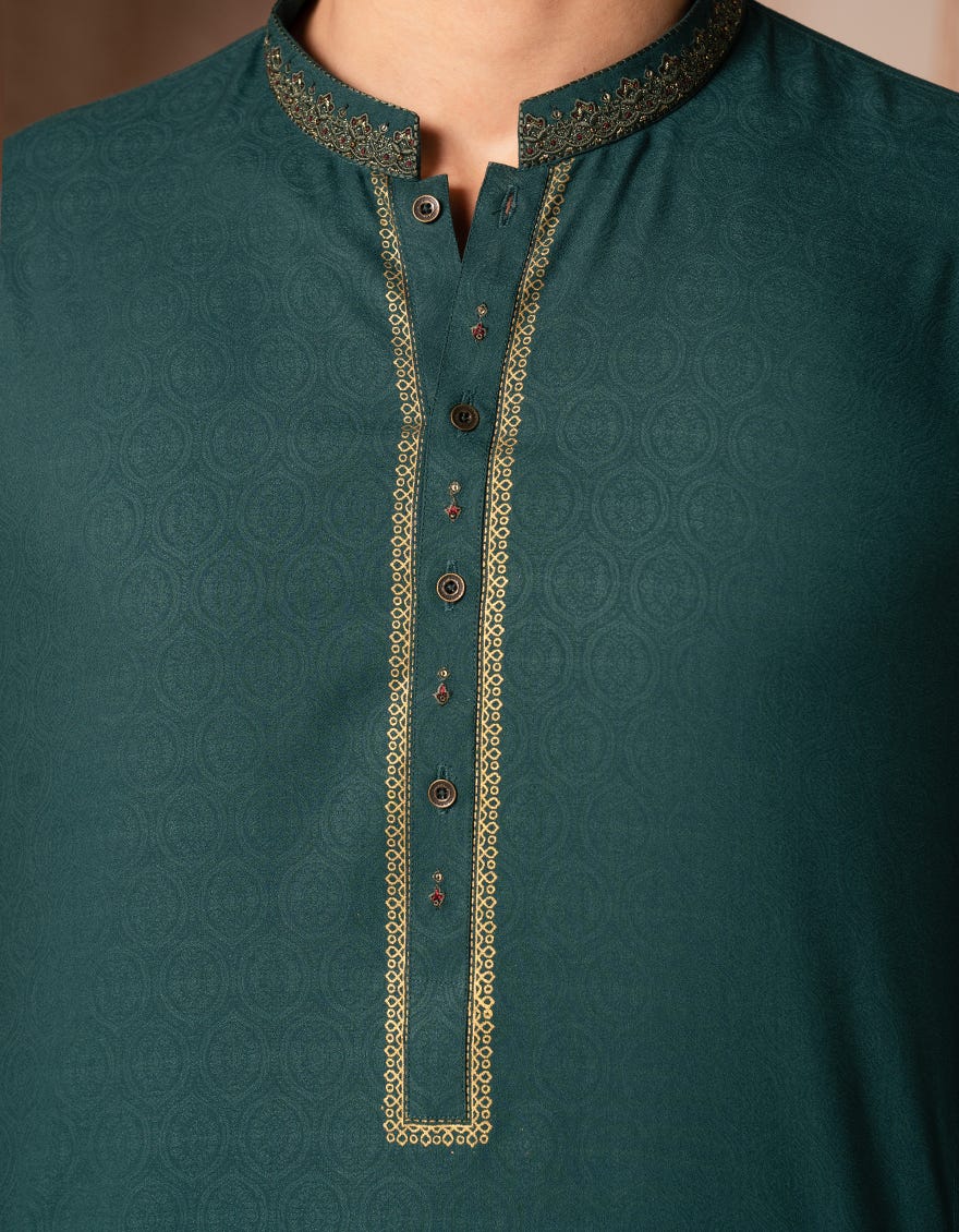 GREEN BLENDED FORMAL KURTA