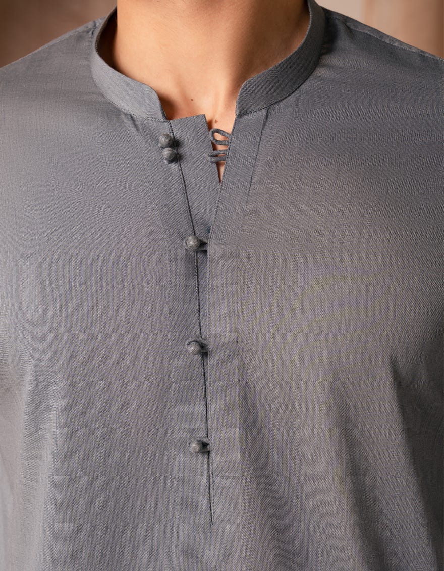 GREY COTTON CASUAL SHORT KURTA TROUSER