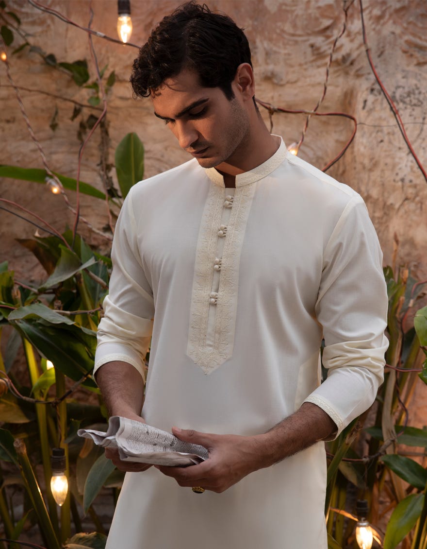 CREAM BLENDED FORMAL KAMEEZ SHALWAR