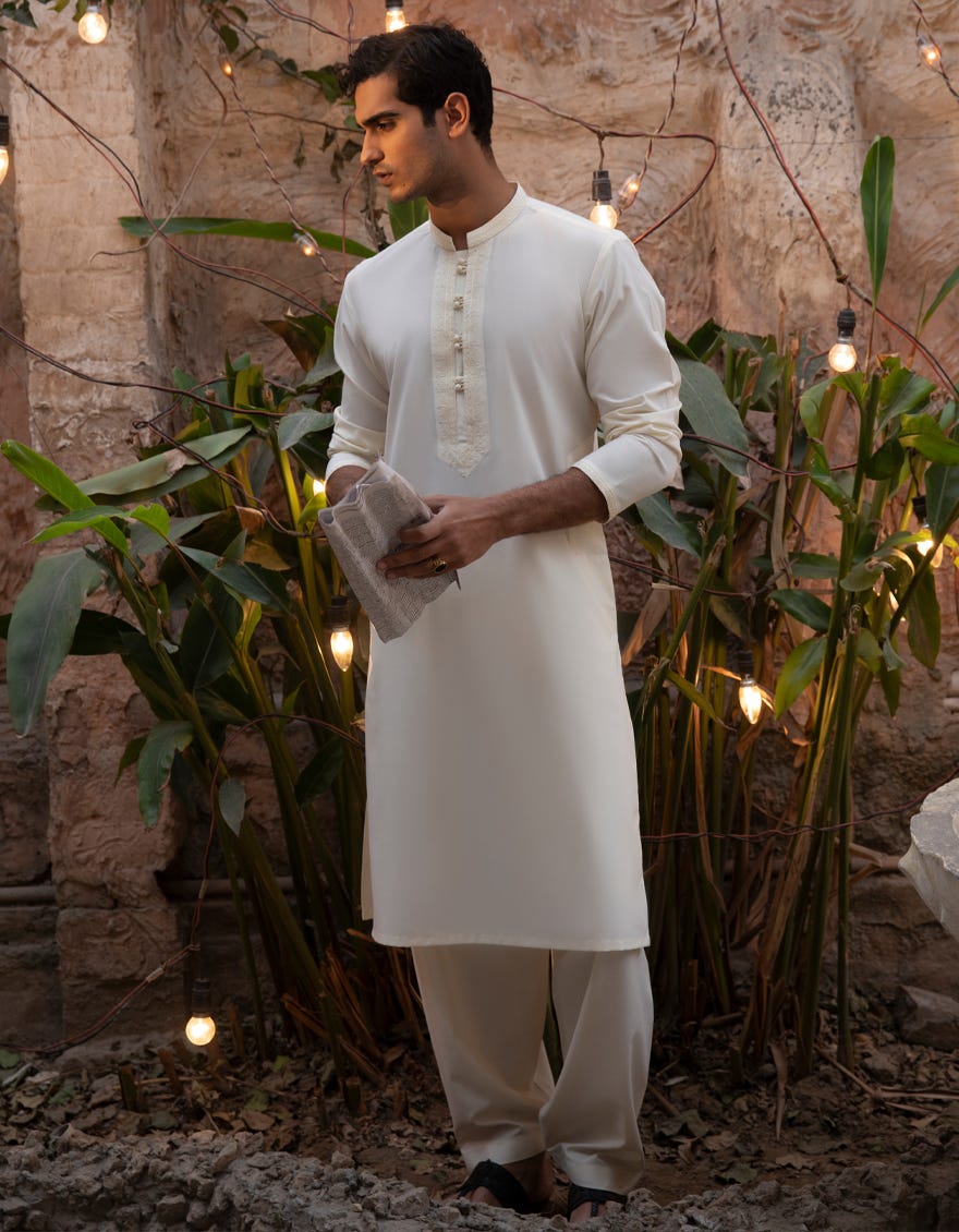 CREAM BLENDED FORMAL KAMEEZ SHALWAR