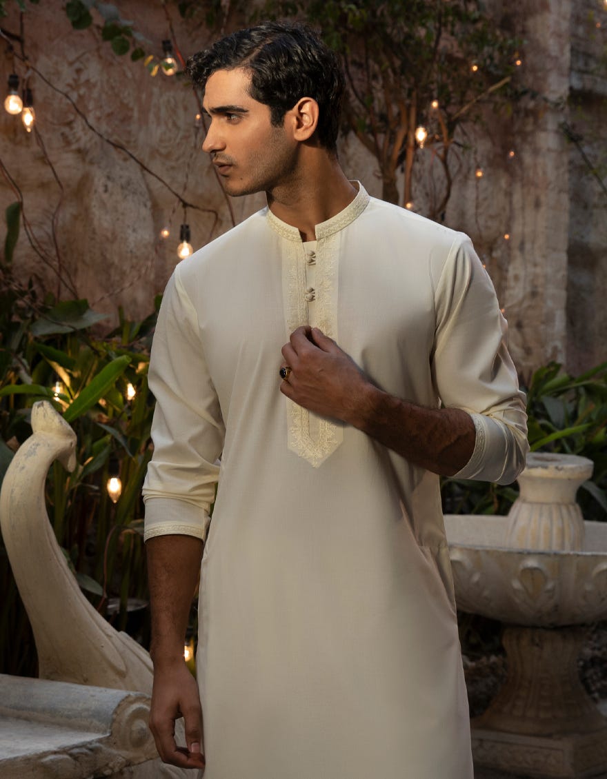 CREAM BLENDED FORMAL KAMEEZ SHALWAR