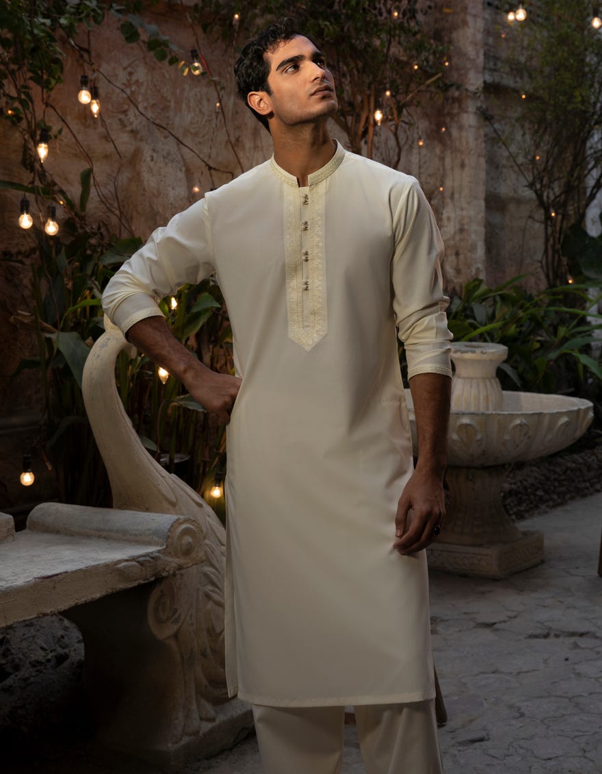 CREAM BLENDED FORMAL KAMEEZ SHALWAR