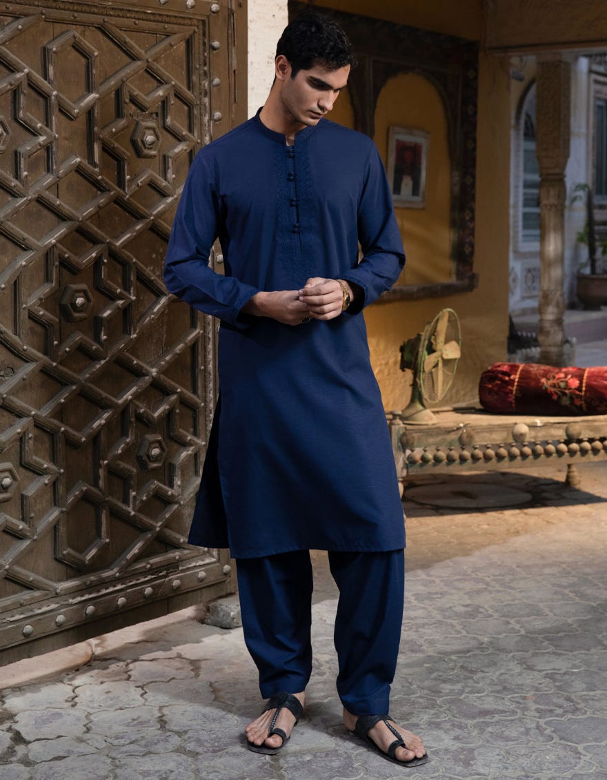 BLUE BLENDED FORMAL KAMEEZ SHALWAR