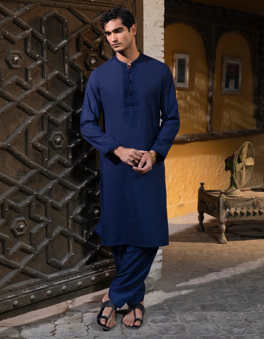 BLUE BLENDED FORMAL KAMEEZ SHALWAR