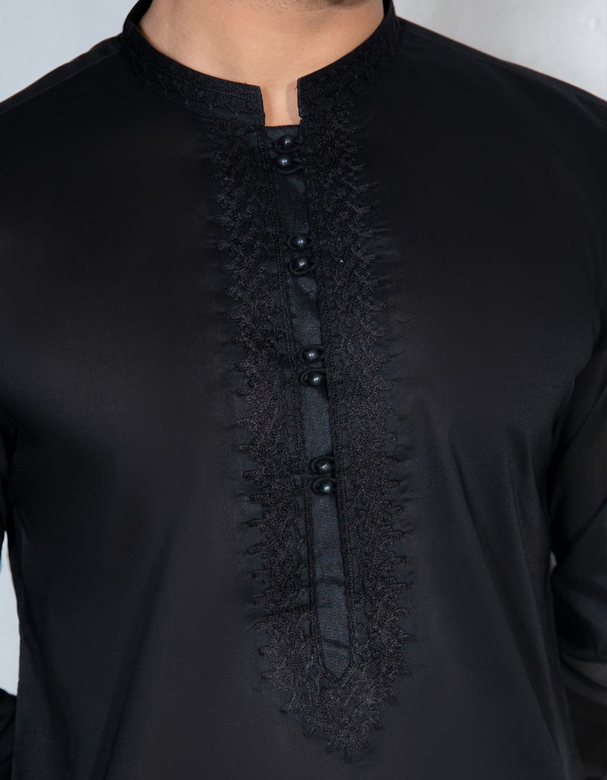 BLACK COTTON FORMAL KAMEEZ SHALWAR