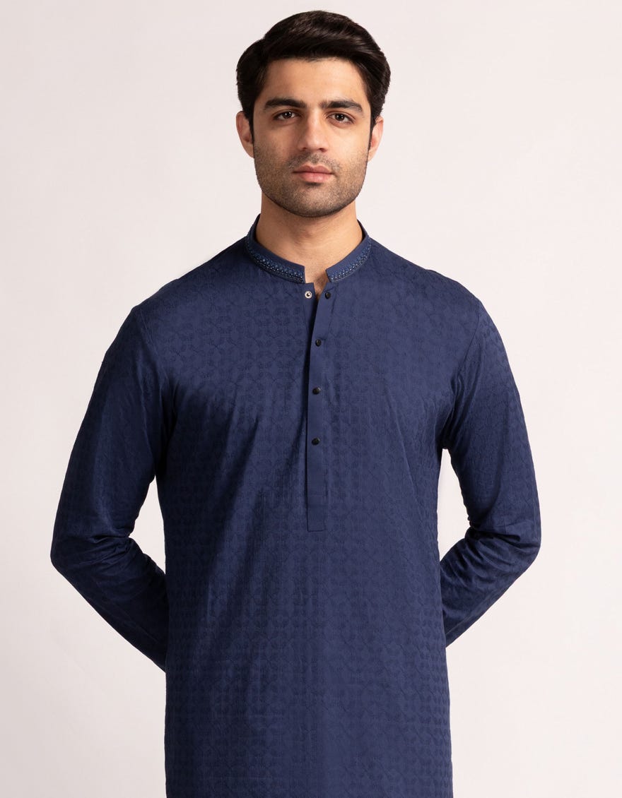 BLUE COTTON FORMAL KURTA