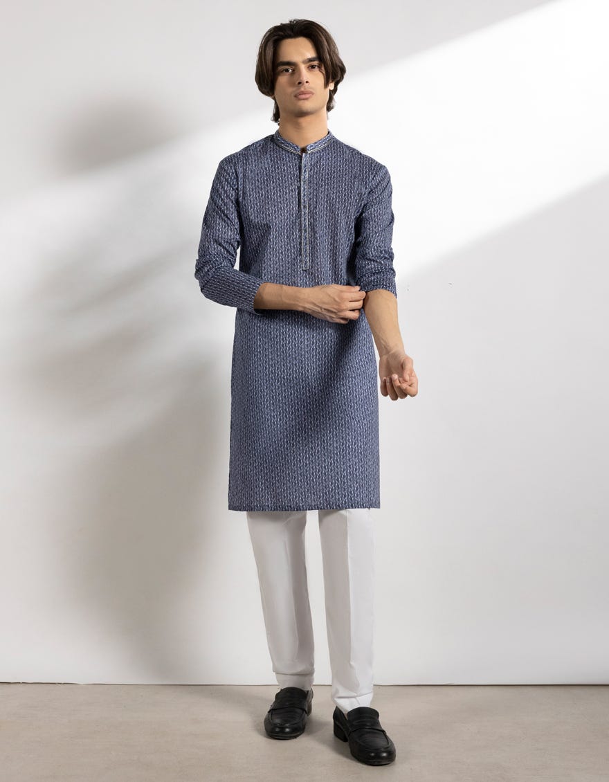 BLUE COTTON KURTA