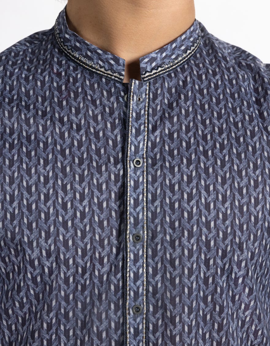BLUE COTTON KURTA
