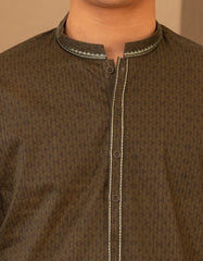GREEN COTTON SEMI-FORMAL KURTA