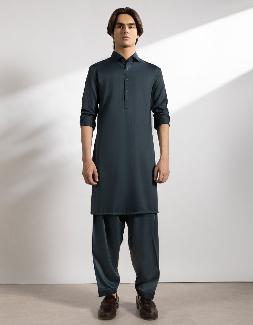 DEEP GREEN BLENDED KAMEEZ SHALWAR