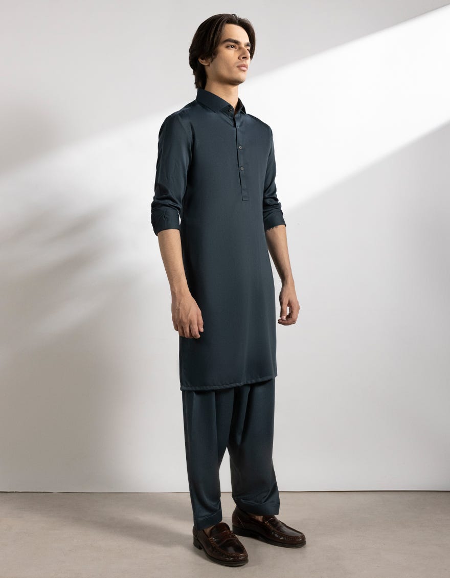 DEEP GREEN BLENDED KAMEEZ SHALWAR