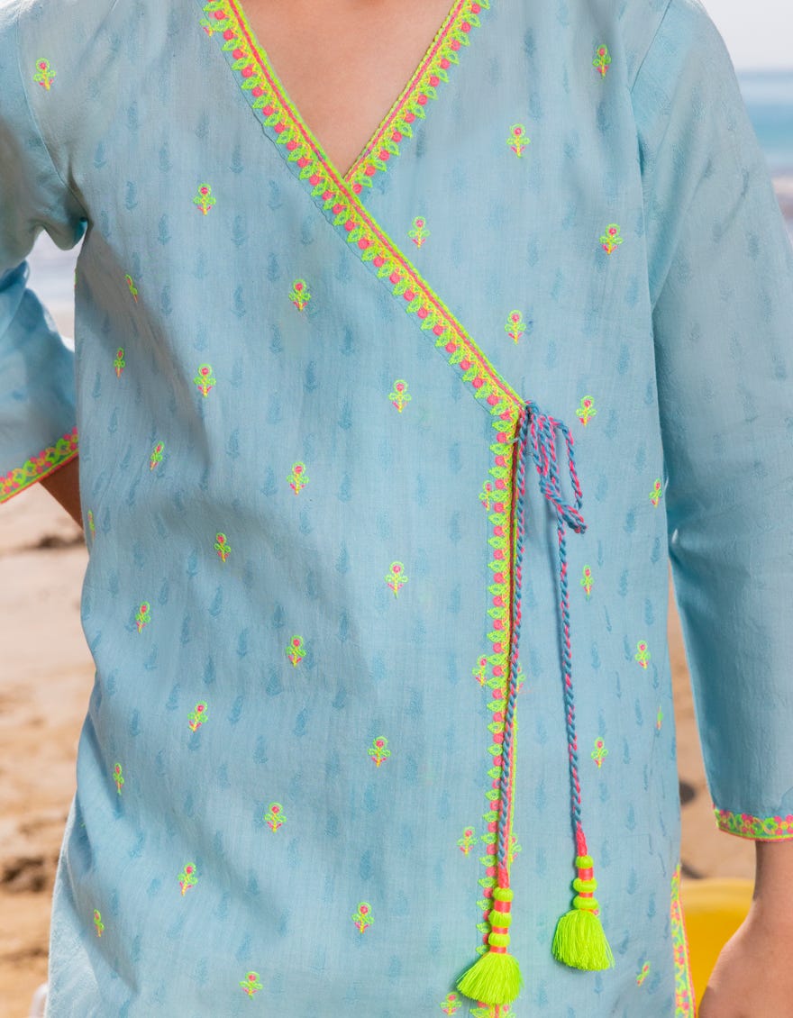 BLUE DOBBY EMBROIDERED 2PC | JGKL-S-JGST-25-5612