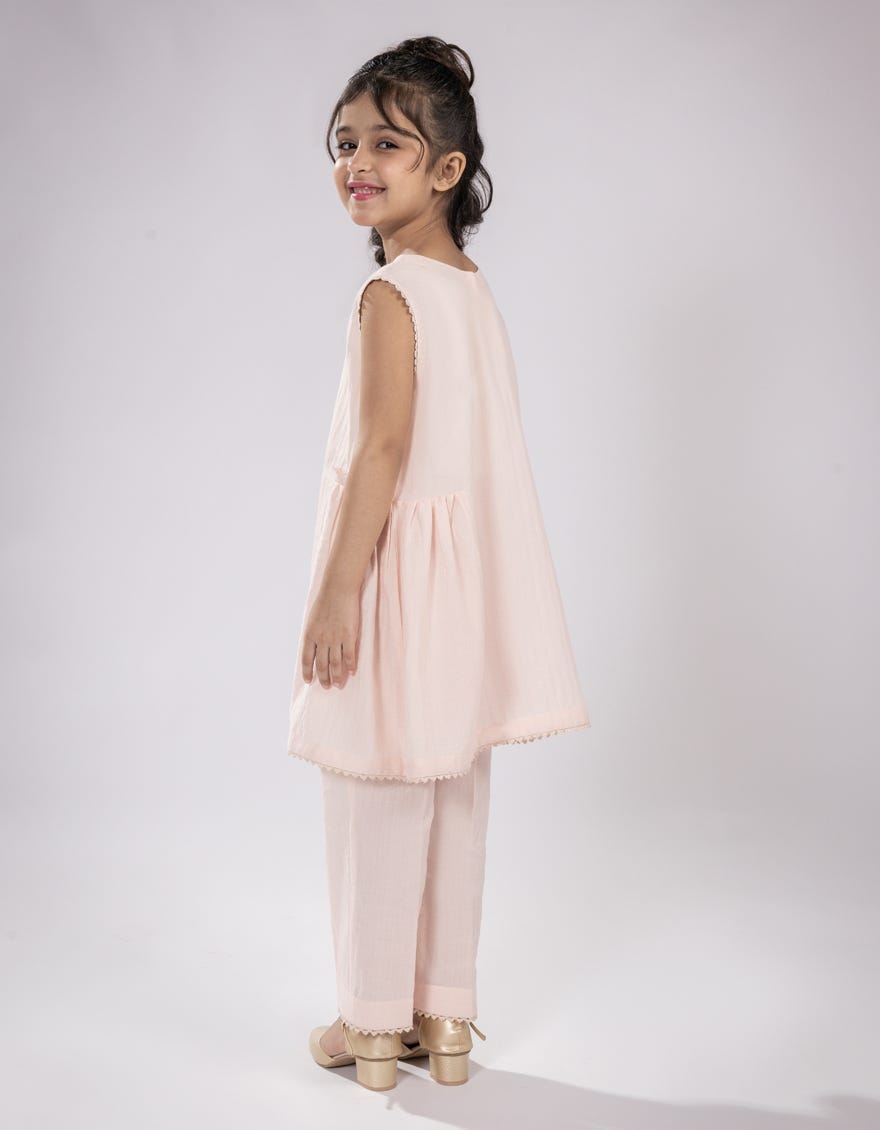 PEACH DOBBY DYED 2PC STITCHED