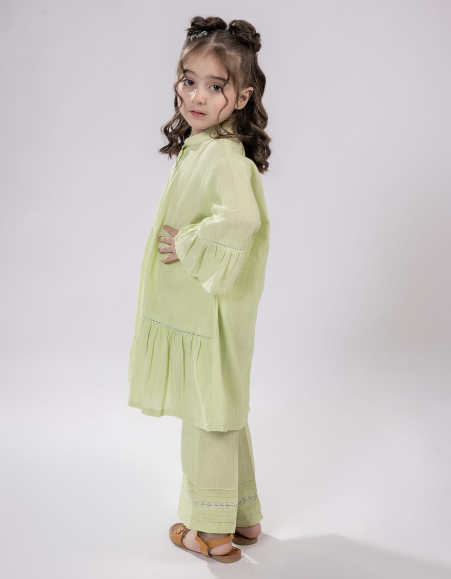 GREEN DOBBY DYED 2PC STITCHED
