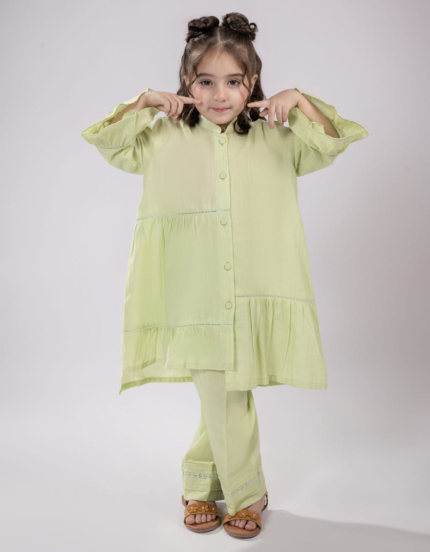 GREEN DOBBY DYED 2PC STITCHED