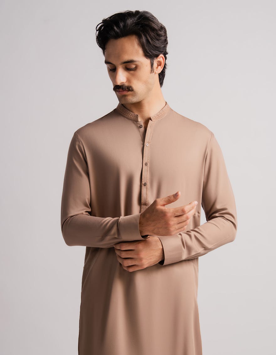 BROWN SEMI-FORMAL KURTA TROUSERS