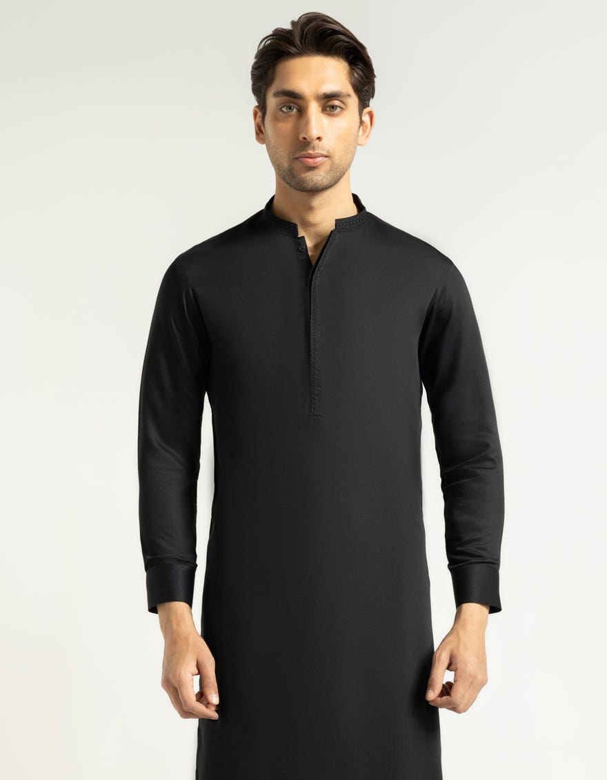 BLACK SEMI-FORMAL KURTA TROUSERS