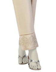 BEIGE LAWN EMBROIDERED TROUSERS