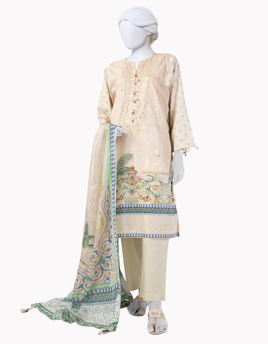 BROWN LAWN EMBROIDERED UNSTITCHED 3PC | JLAWN-S-25-3086