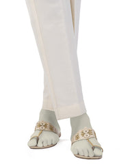 OFF WHITE RAW SILK BASIC TROUSERS