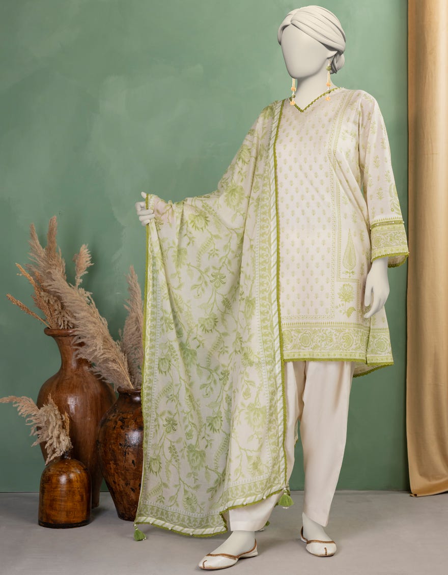OFF WHITE LAWN PRINTED UNSTITCHED 3PC