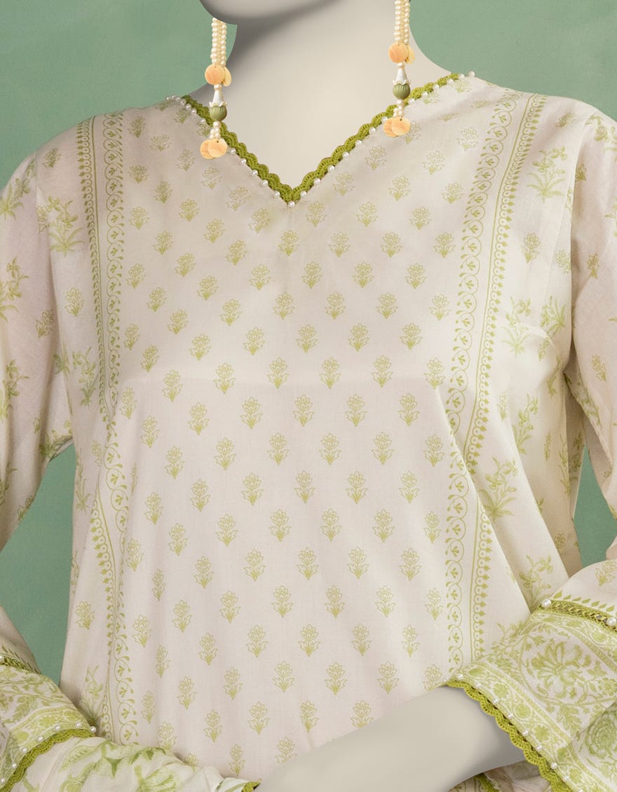 OFF WHITE LAWN PRINTED UNSTITCHED 3PC