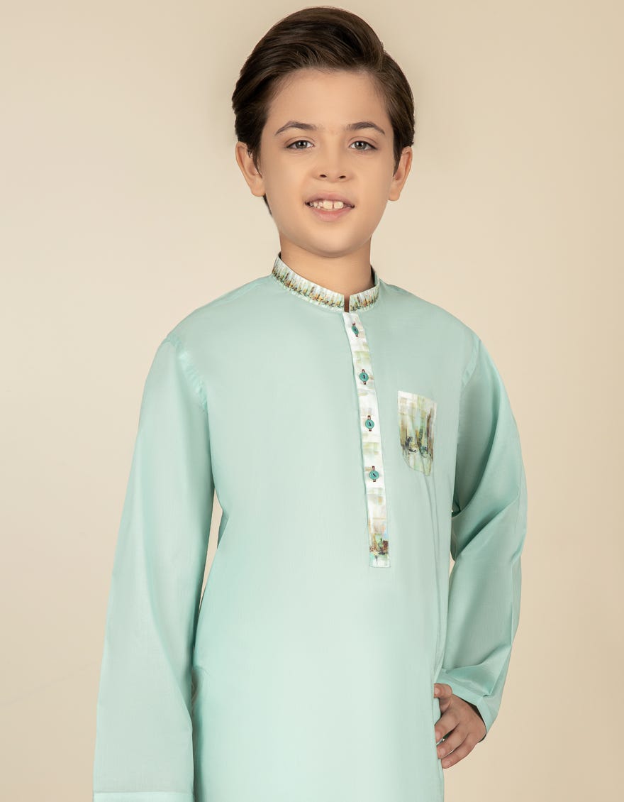 AQUA GREEN COTTON KURTA | JCK-S-90358