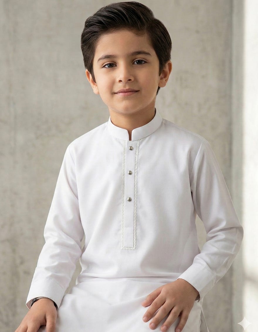 WHITE BLENDED KAMEEZ SHALWAR