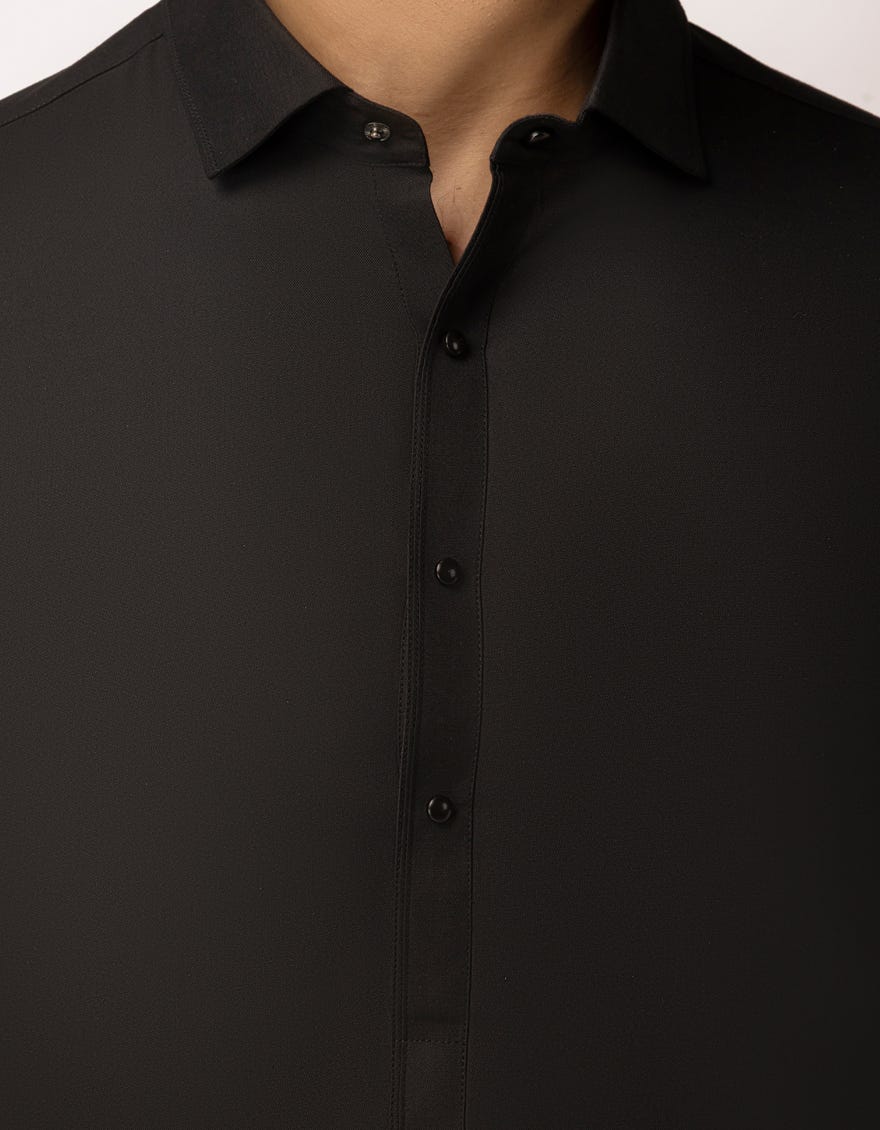 BLACK SEMI-FORMAL KAMEEZ SHALWAR
