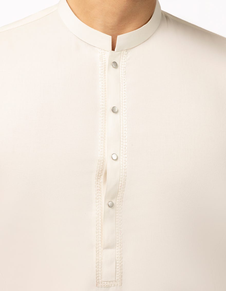 OFF WHITE SEMI-FORMAL KAMEEZ SHALWAR