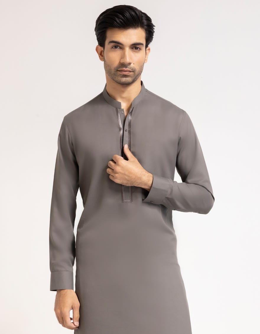 GREY SEMI-FORMAL KAMEEZ SHALWAR