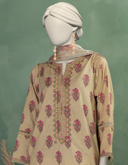 BEIGE LAWN EMBROIDERED UNSTITCHED 3PC