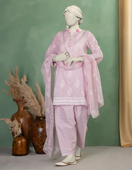 PINK LAWN EMBROIDERED 3PC STITCHED
