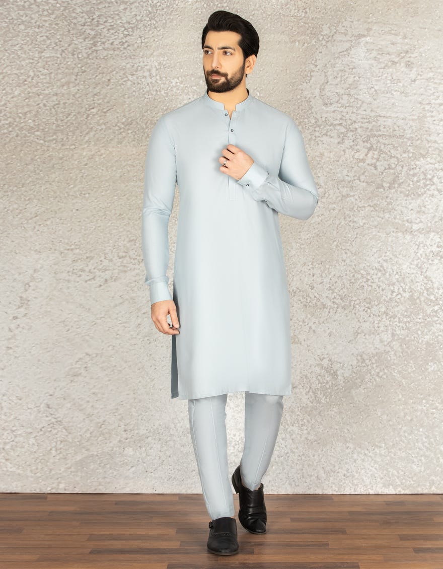 AQUA BLUE BLENDED UNSTITCHED KAMEEZ SHALWAR FABRIC | JJMS-2046