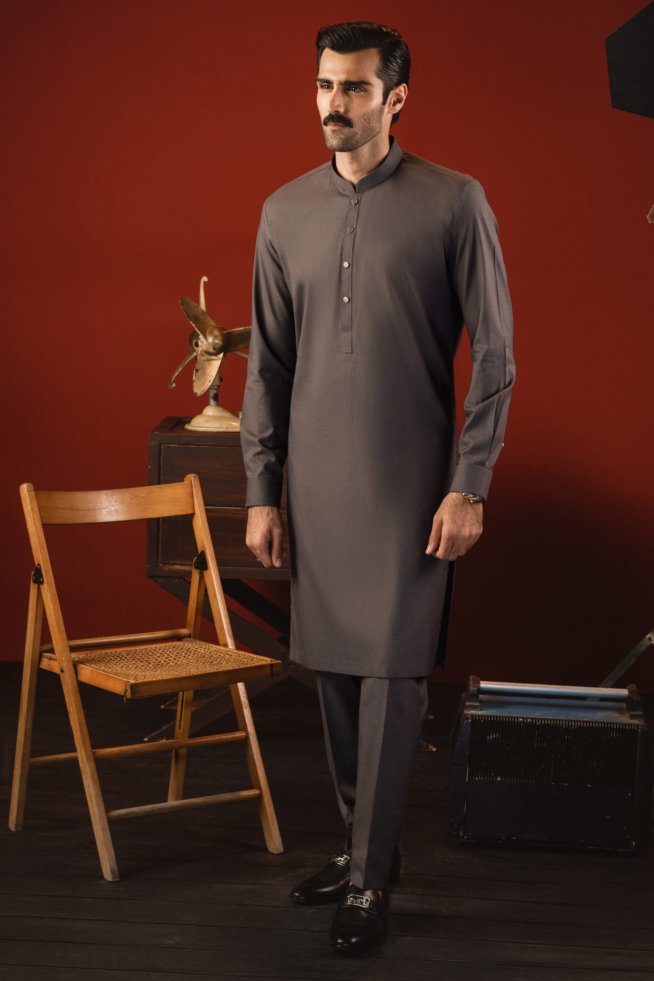 BELGIUM - BROWN COTTON KURTA TROUSER
