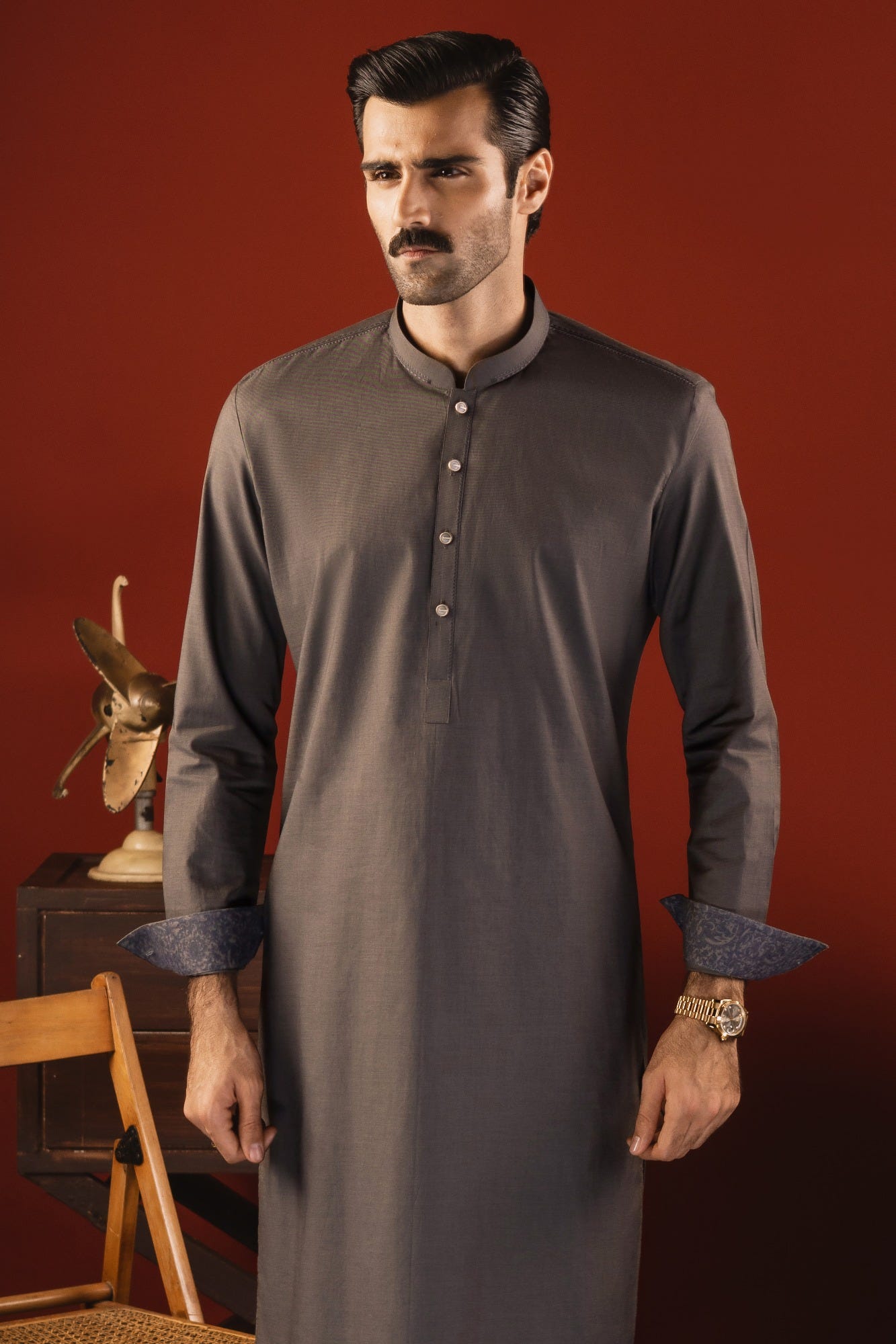 BELGIUM - BROWN COTTON KURTA TROUSER